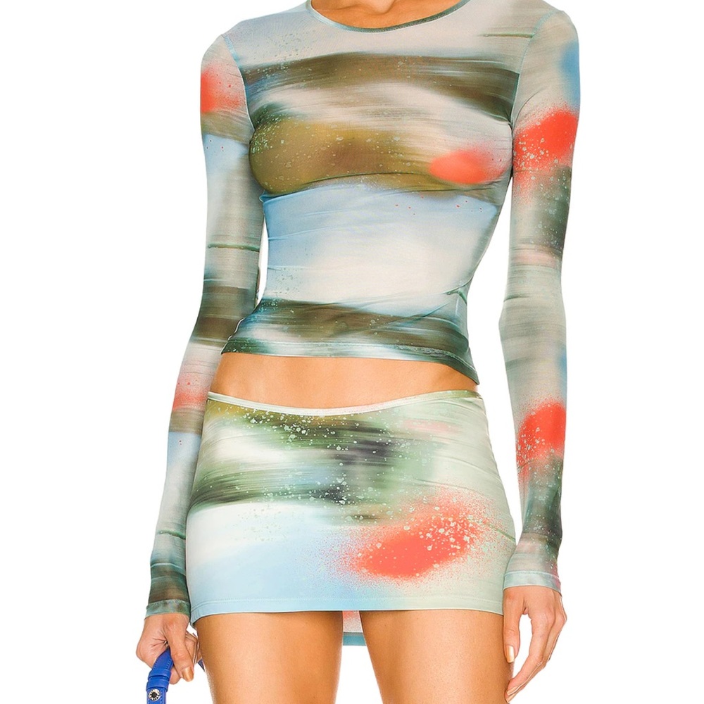 POWER MESH LONG SLEEVE TEE ELEKTRS SKIRT MOTION BLUE